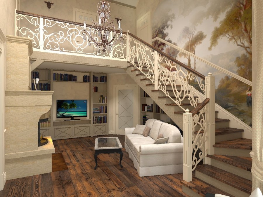 Лестницы в стиле Прованс в интерьере