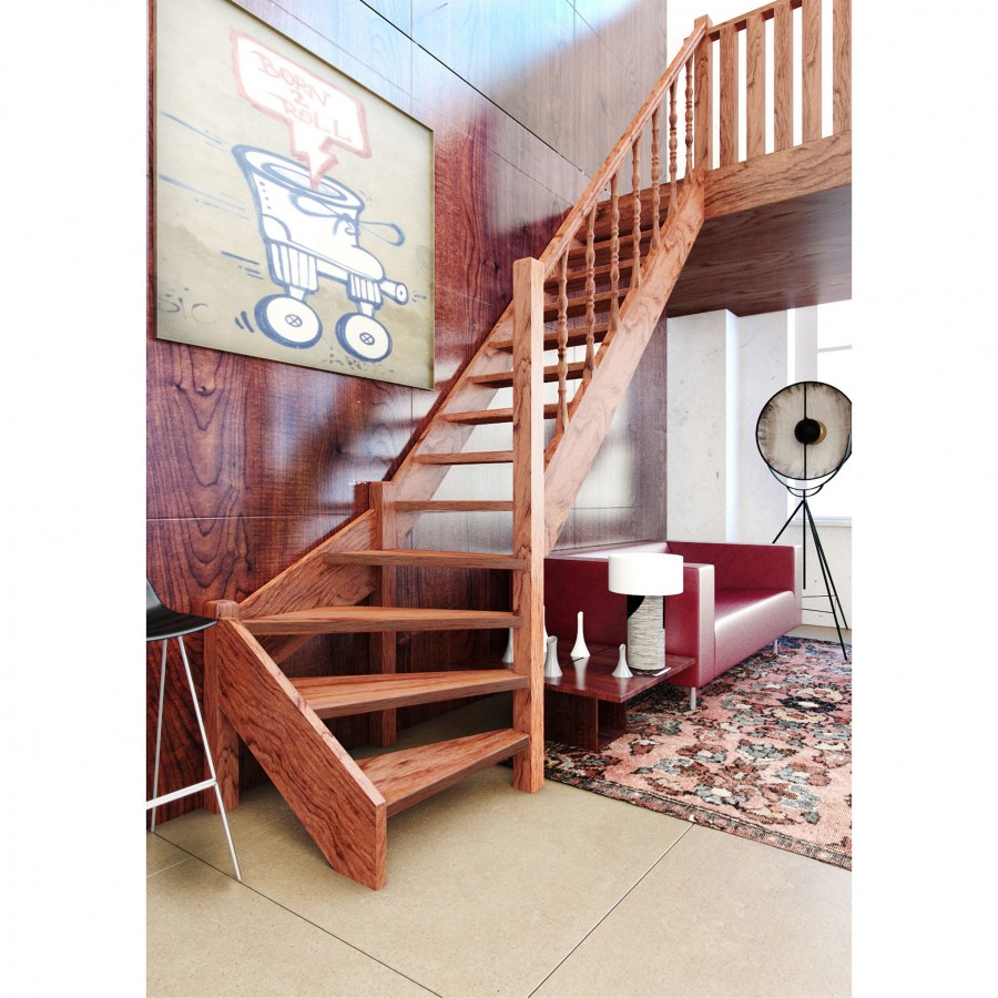 Деревянная межэтажная лестница лес-07