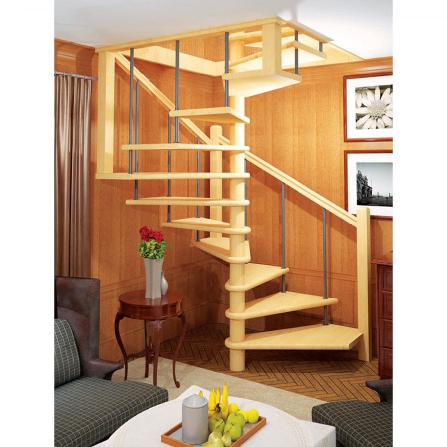 Деревянная межэтажная лестница лес-10