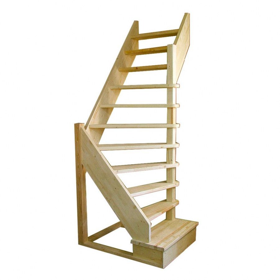 Деревянная межэтажная лестница лес-92 (поворот 90°) универсальная