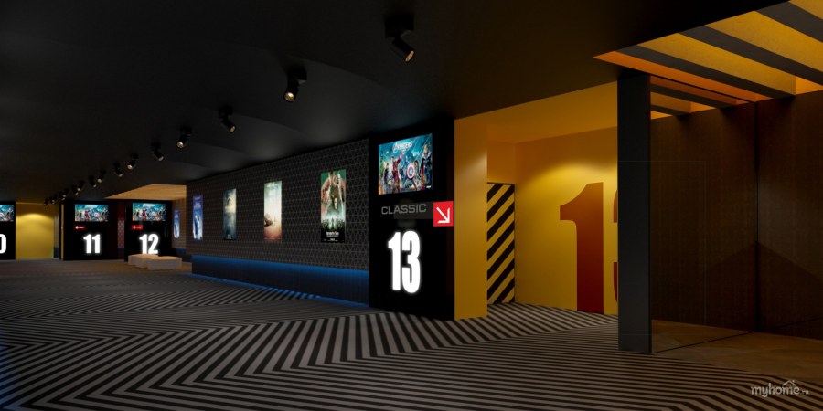 Интерьер фойе кинотеатра