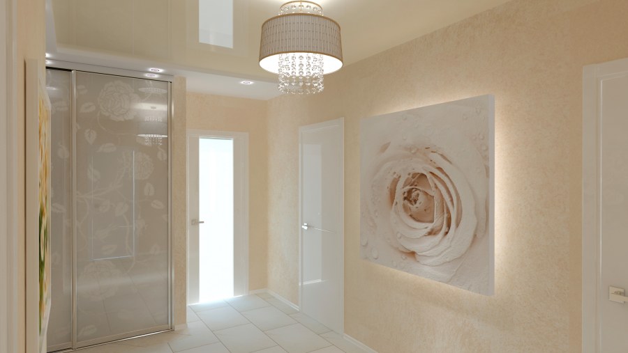Отделка коридора в светлых тонах