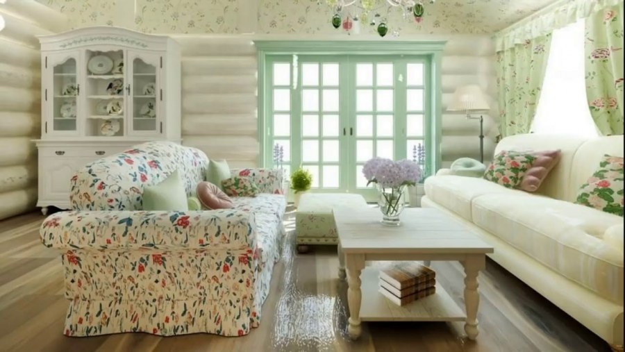Интерьер в стиле Прованс в деревянном доме