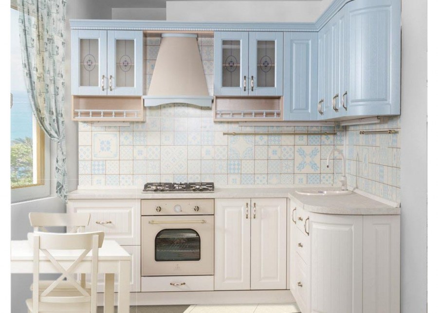 Кухня модульная Роял Вуд голубая