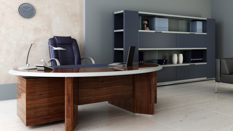 Кабинет руководителя со светлой мебелью интерьер