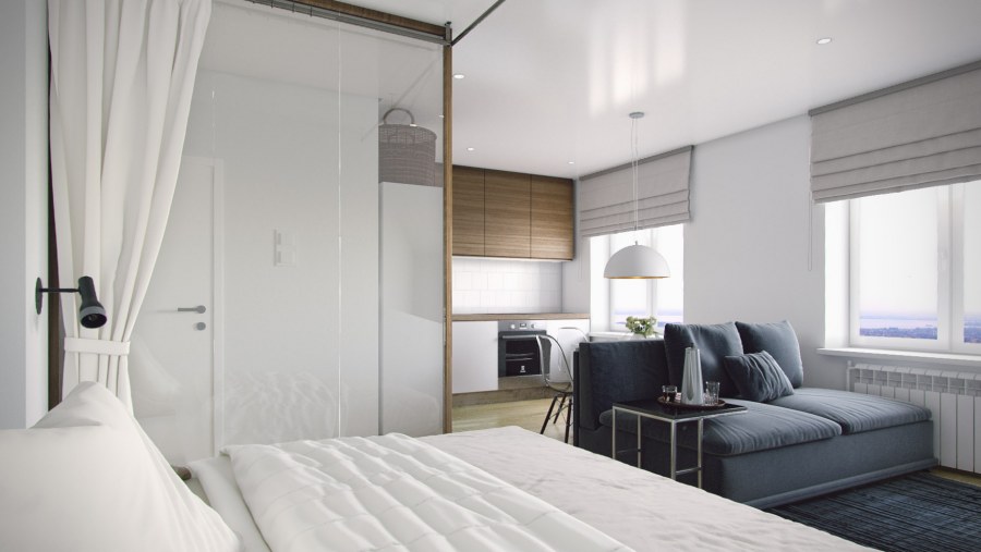 Минимализм в однушке с кроватью