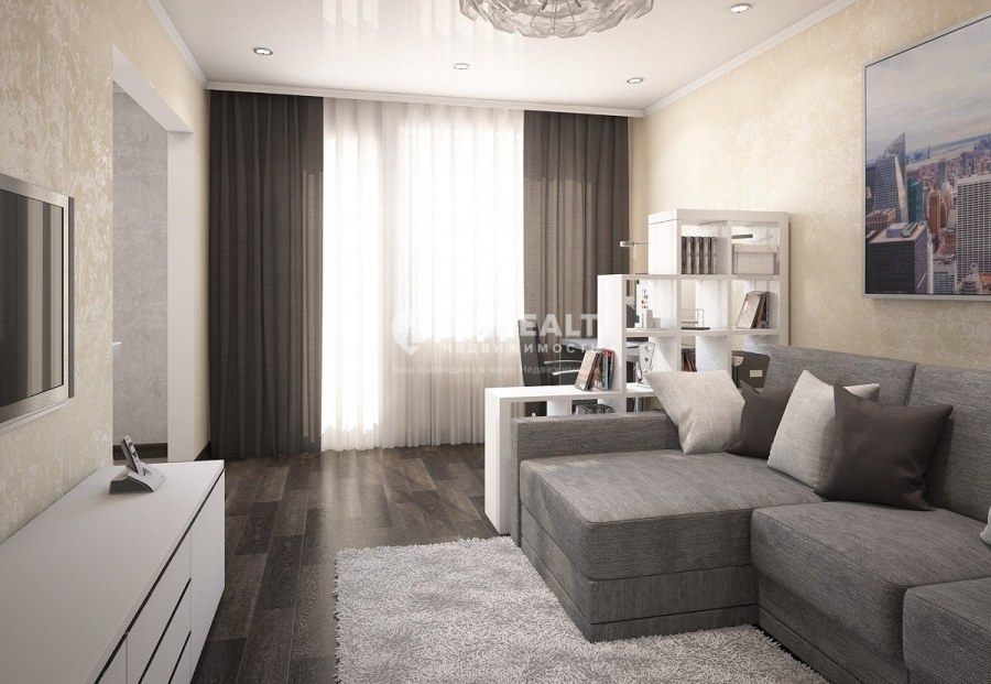 Гостиная в однокомнатной квартире