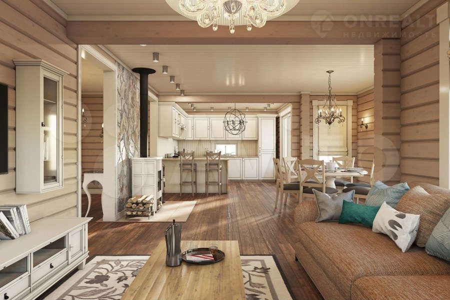 Гостиная Прованс имитация бруса