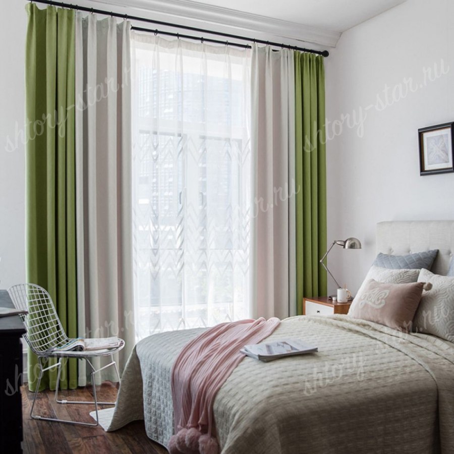 Розовые шторы в спальню