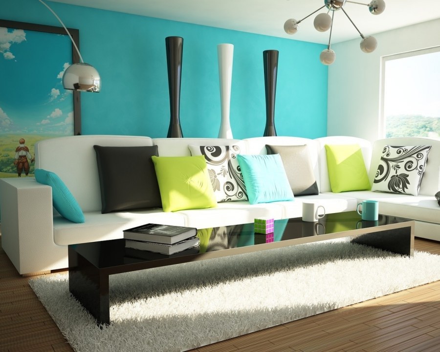 Сочетание ярких цветов в интерьере