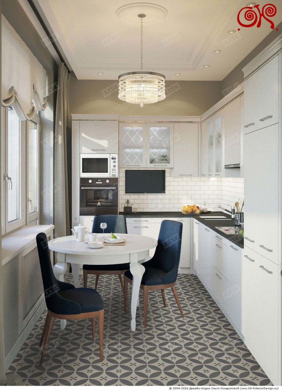 Интерьер узкой кухни в сталинке