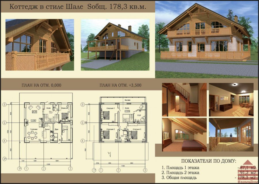 Дома в стиле Шале с планами