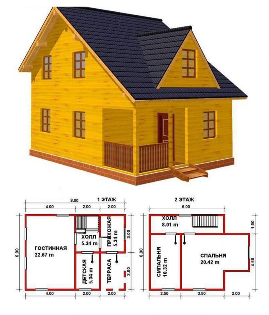 Дом 8 на 8 из бруса 150 на 150