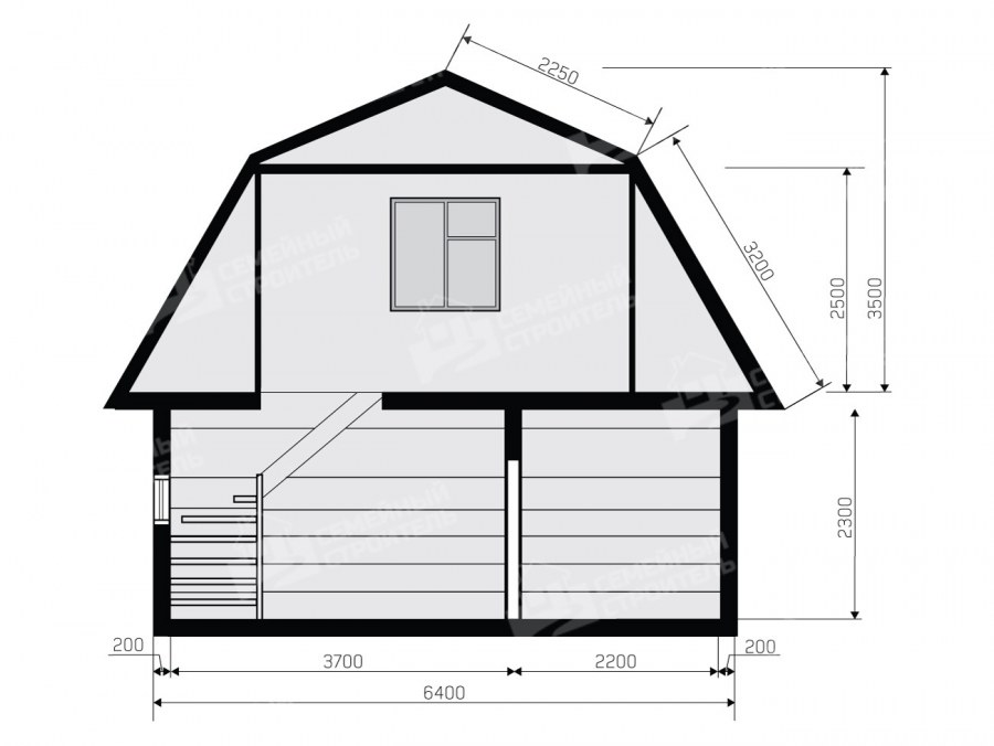 Схема мансардной двухскатной крыши