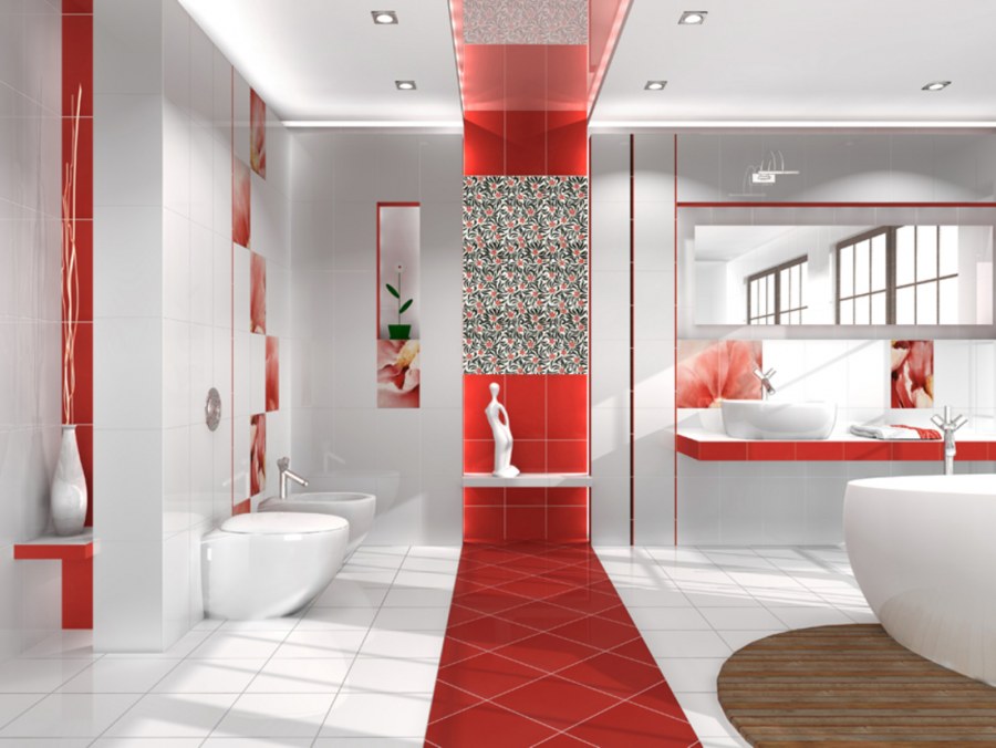 Ванная в красных тонах
