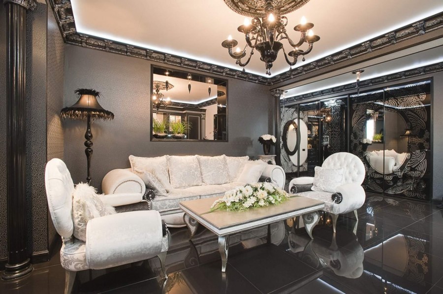 Гостиная в стиле гламур