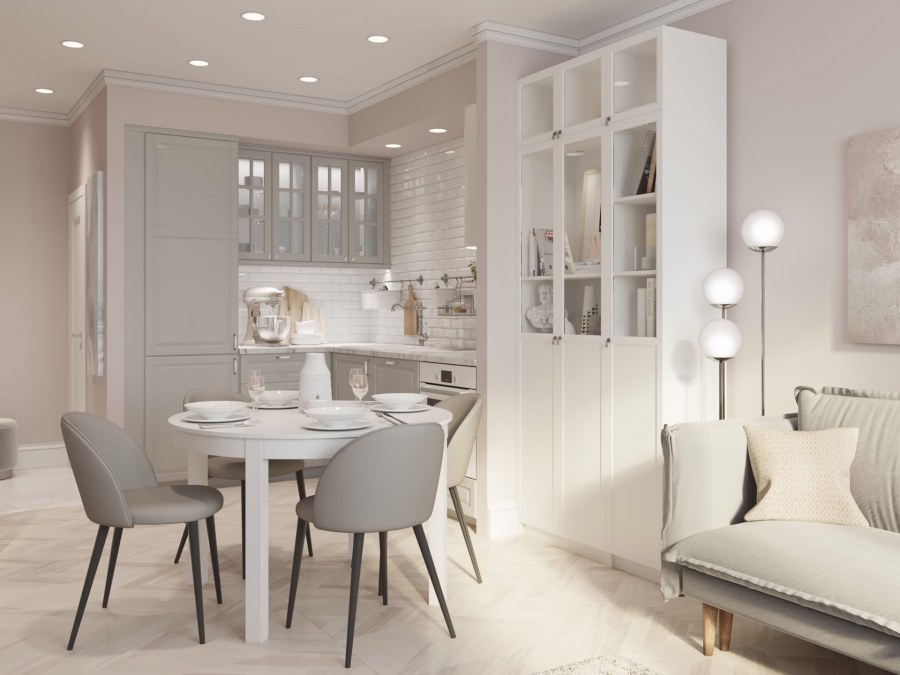 Интерьер комнаты в пастельных тонах