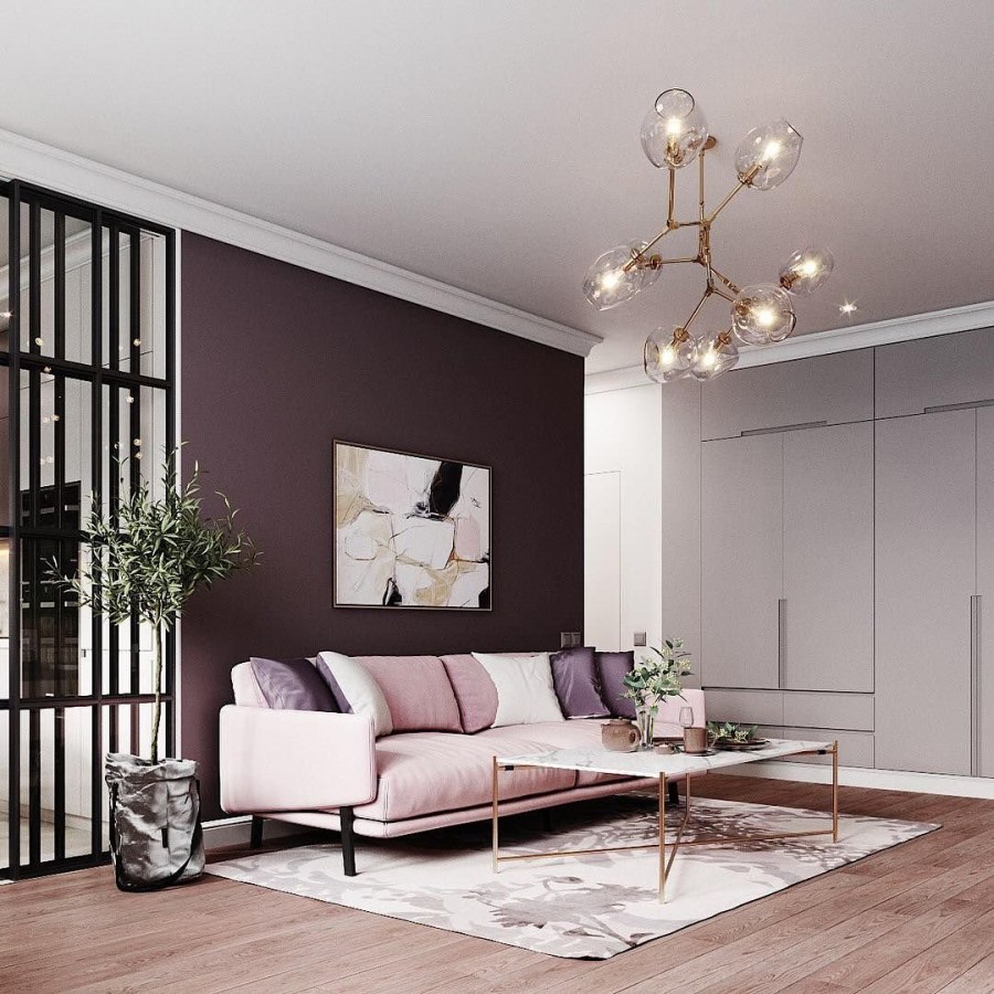 Гостиная в пудровом цвете