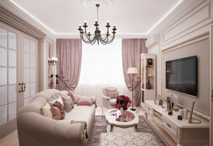 Гостиная в пастельных тонах