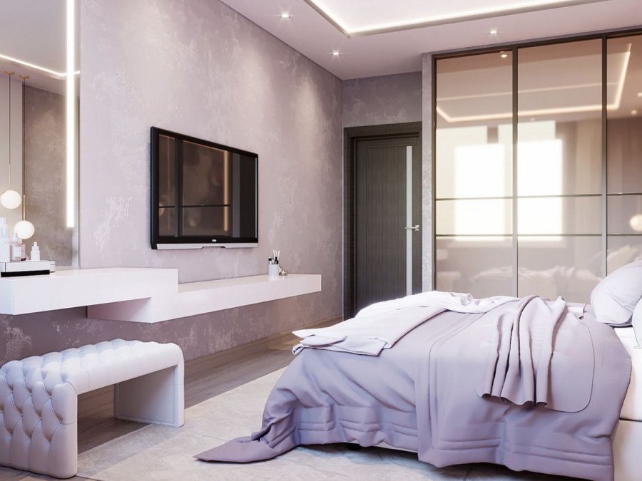 Пыльно розовый диван в интерьере