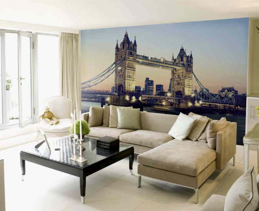 Фотообои Бруклинский мост в интерьере