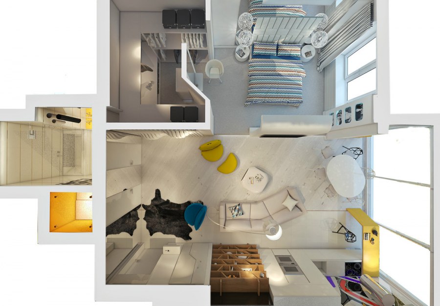 Планировка студии 30мкв