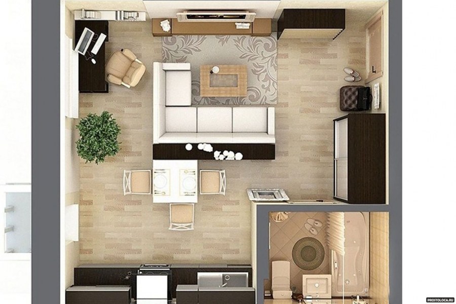 Планировка студии 27 м2 Инсити