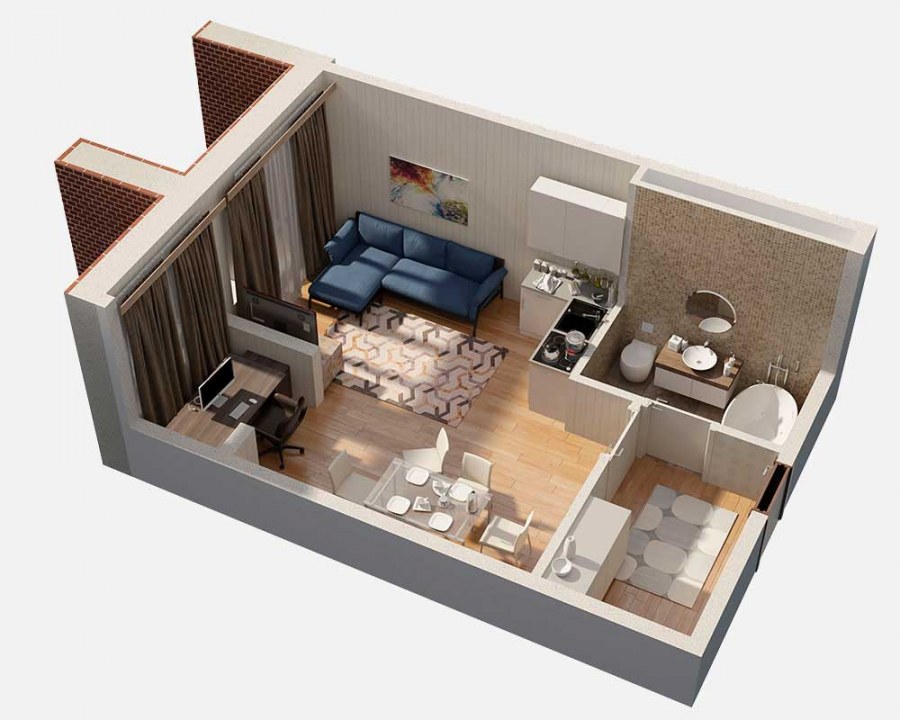 Планирвокаквартиры студии