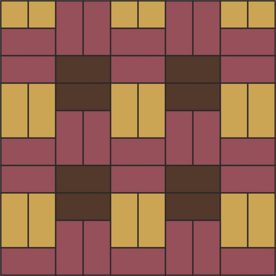 Раскладка тротуарной плитки три цвета