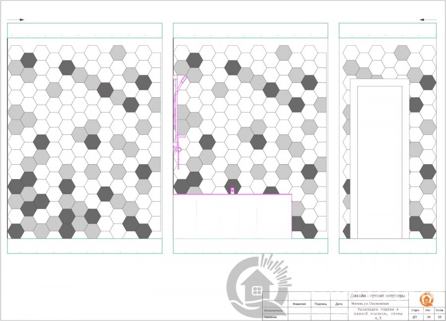 Схема раскладка шестиугольной плитки