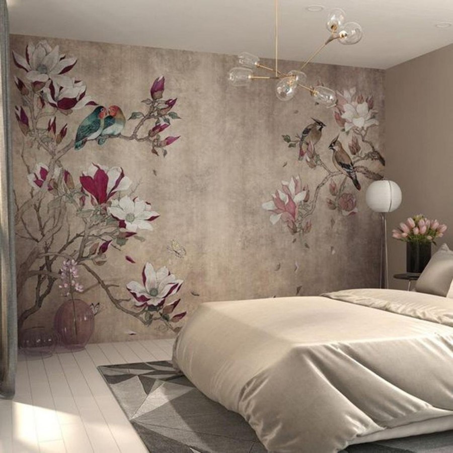 Фреска в спальне в современном стиле