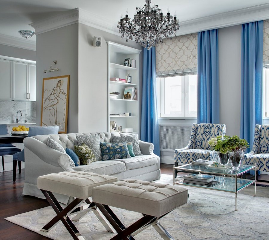 Синий цвет в интерьере