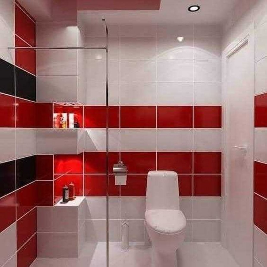 Плитка для ванной красная с белым