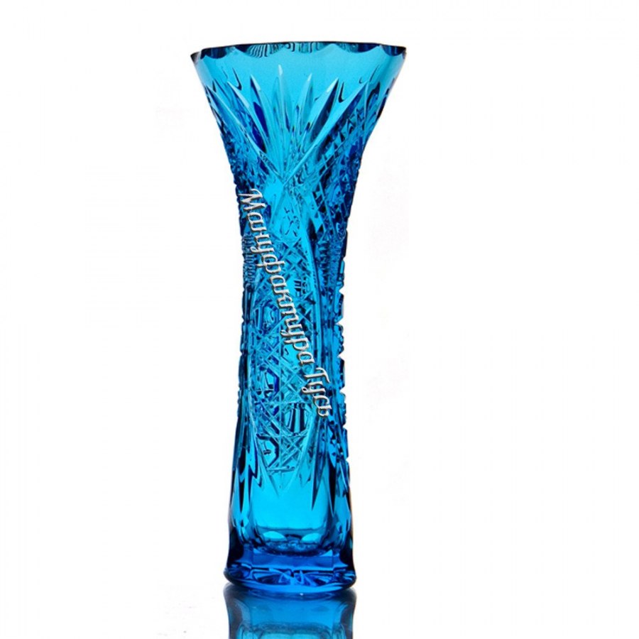 Ваза зеленая АРТДЕКО Гусь хрусталь