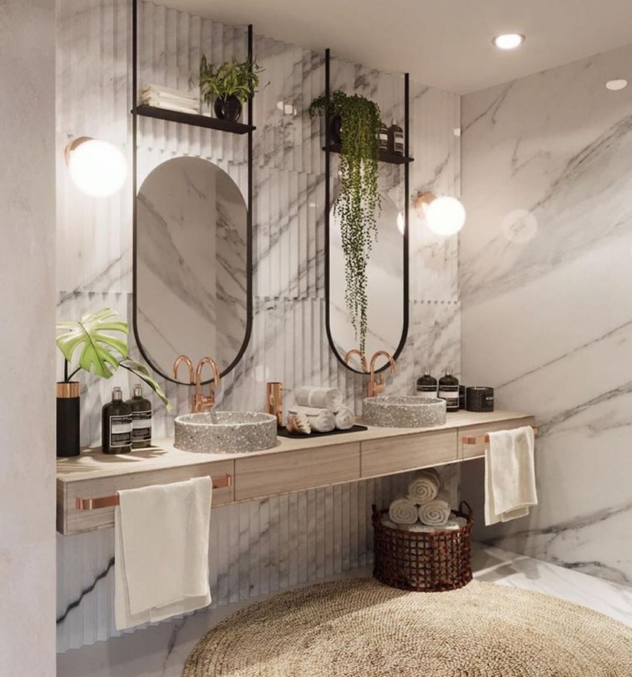 Декорирование интерьера ванной комнаты