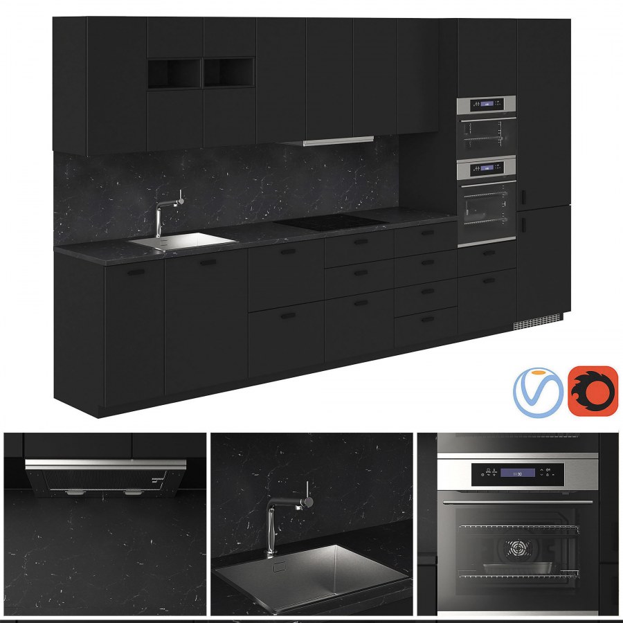 Черная кухня икеа Кунгсбакка