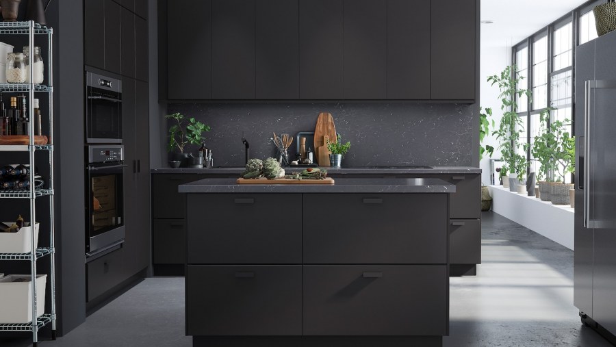 Черная кухня икеа Кунгсбакка