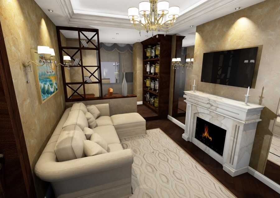 Большая гостиная в стиле Неоклассика