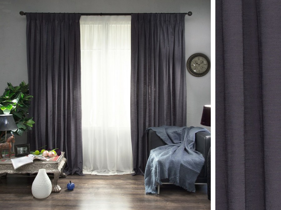 Шторы в серой гостиной