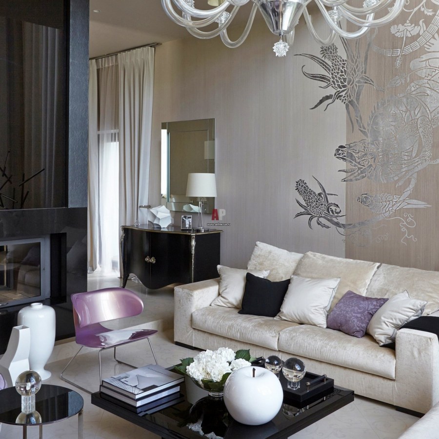 Гостиная в серебристых тонах