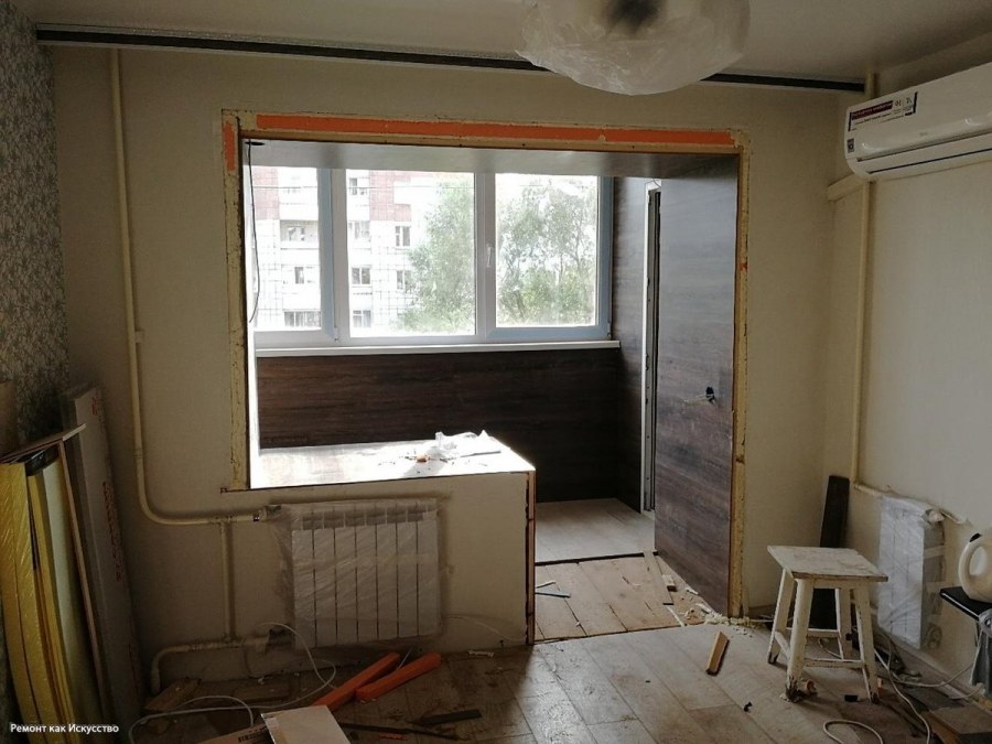 Присоединение балкона к гостиной