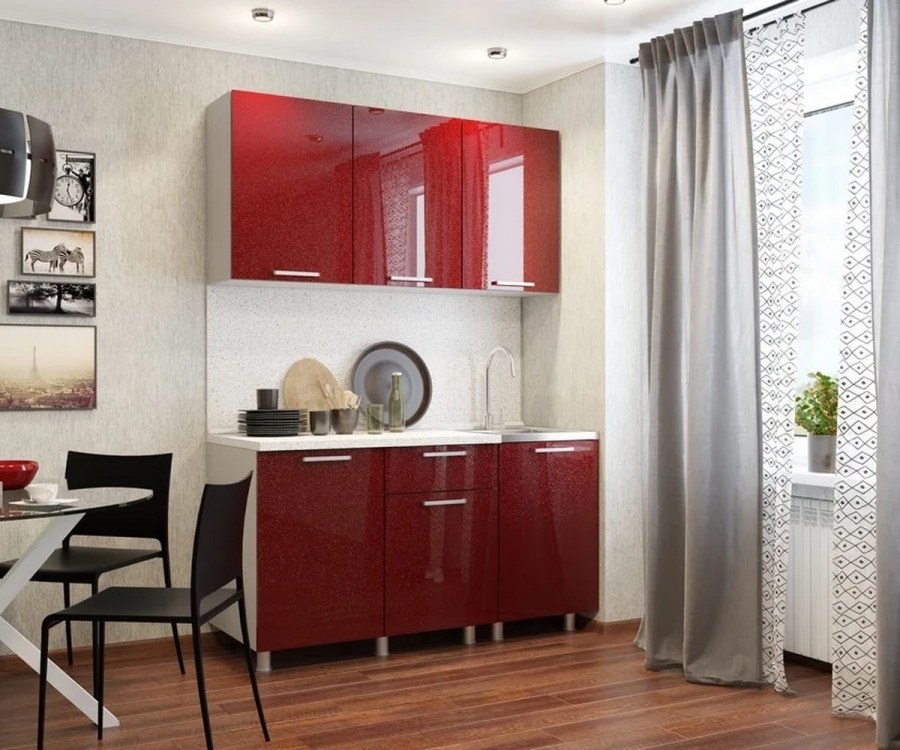 Кухня 1.5м блестки олива БТС