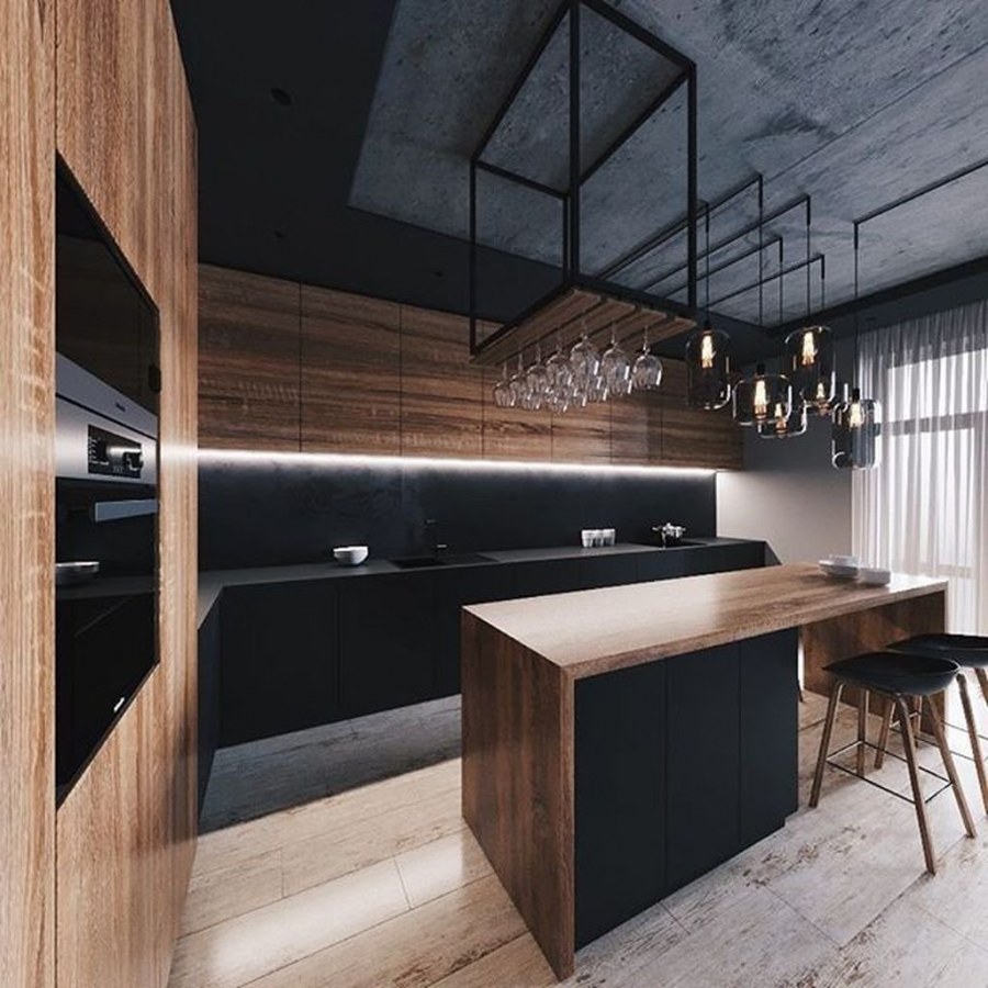 Деревянная кухня икеа в стиле лофт