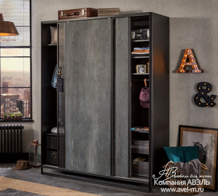 Шкаф-купе 2-дверный Dark Metal Cilek