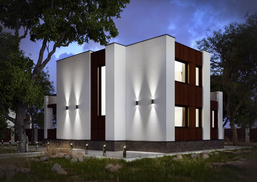 Кирпичный дом с плоской крышей