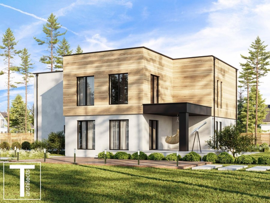 Фасады домов с плоской крышей