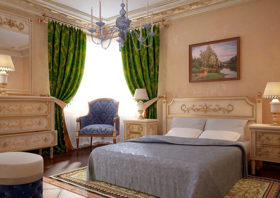 Спальня в стиле Ампир Барокко темная