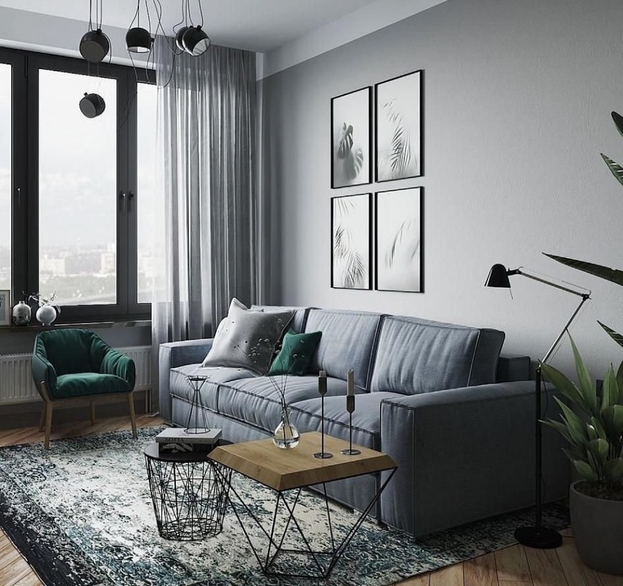 Гостиная в сером цвете