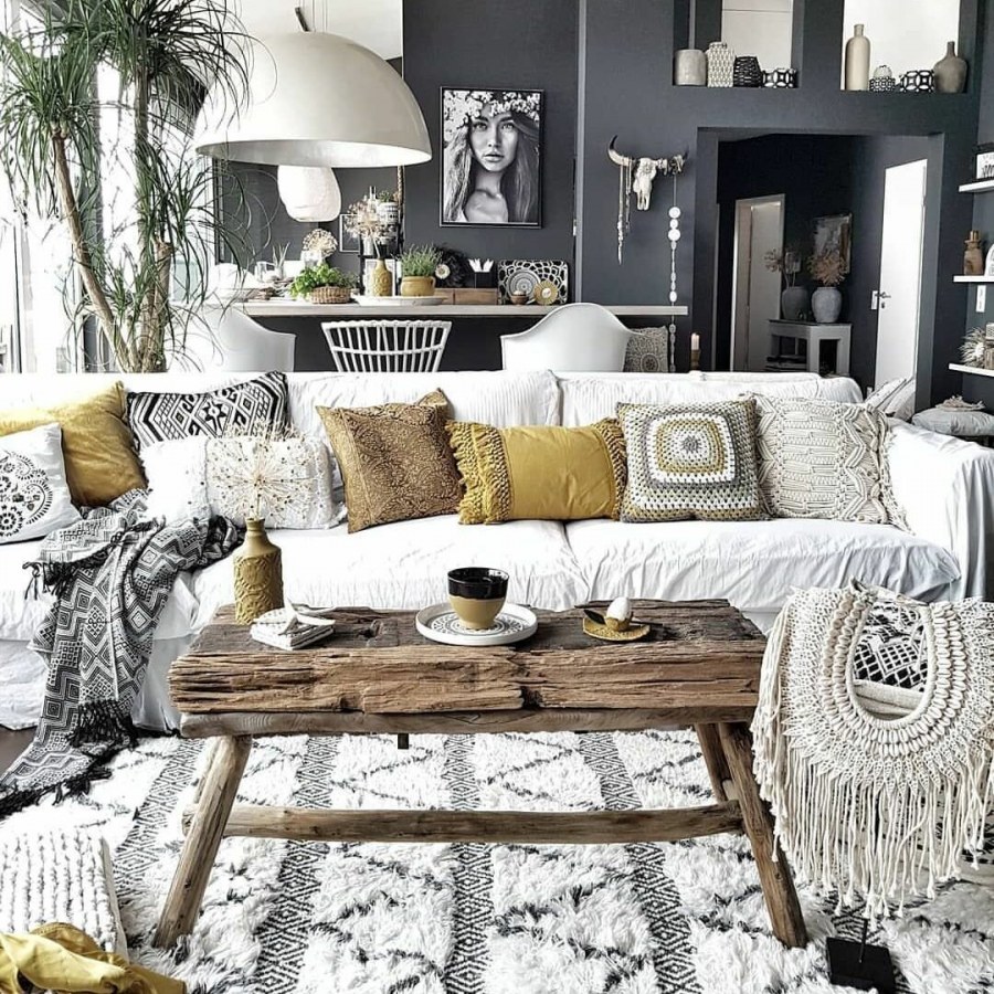 Гостиная бохо Сканди