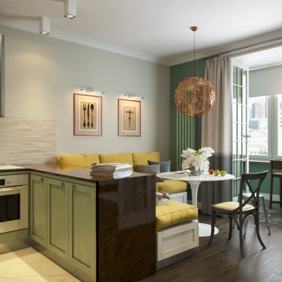 Кухня гостиная икеа 13м